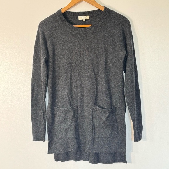 Madewell 100% Cashmere Gray Pullover Pocket Sweater Sz S - Picture 4 of 15